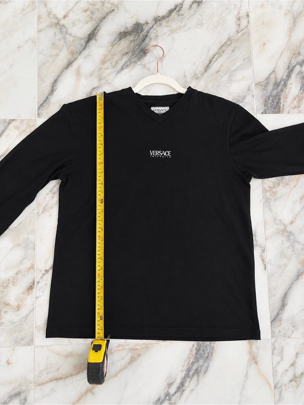 Versace Intensive Black Long Sleeve Tee | Minimal Logo | Relaxed Fit Size M - Picture 7 of 8